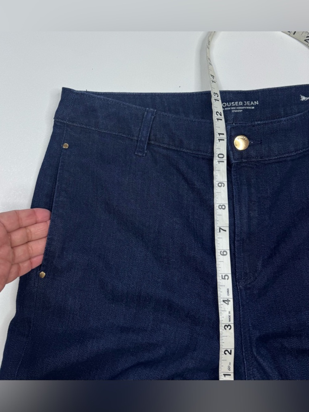 Chico's Wide Leg Dark Wash Trouser Jeans Womens Size 12 - Picture 8 of 12